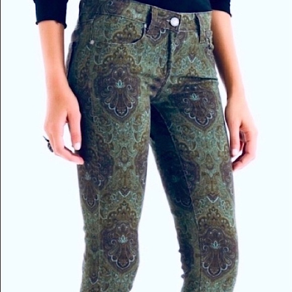 Free People Denim - PAIGE Jeans VERDUGO ULTRA SKINNY Paisley Green Black Size 29